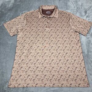 Bogey Bros Polo Mens XL Beige Sand Whale Tails AOP Stretch UPF 50 Golf Shirt